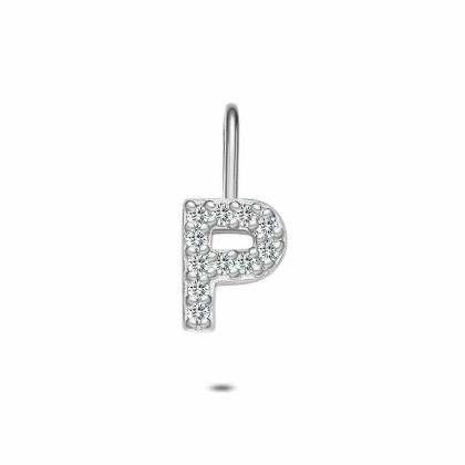 Pendentifs | Pendentif en Argent, Lettre P Avec Pierres Blanc – Femmes Bijoux Blanc