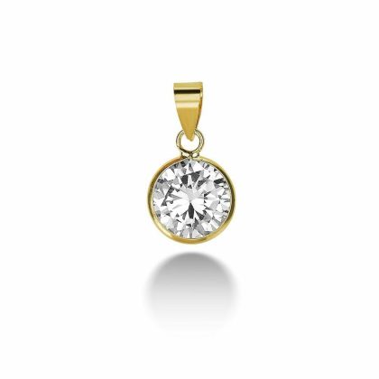 Pendentifs | Pendentif en Argent Plaqué Or 18 Ct, Zircon 9Mm Blanc – Femmes Bijoux Blanc