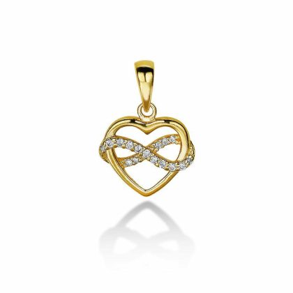 Pendentifs | Pendentif en Argent Plaqué Or 18Ct, Coeur et Infini Blanc – Femmes Bijoux Blanc