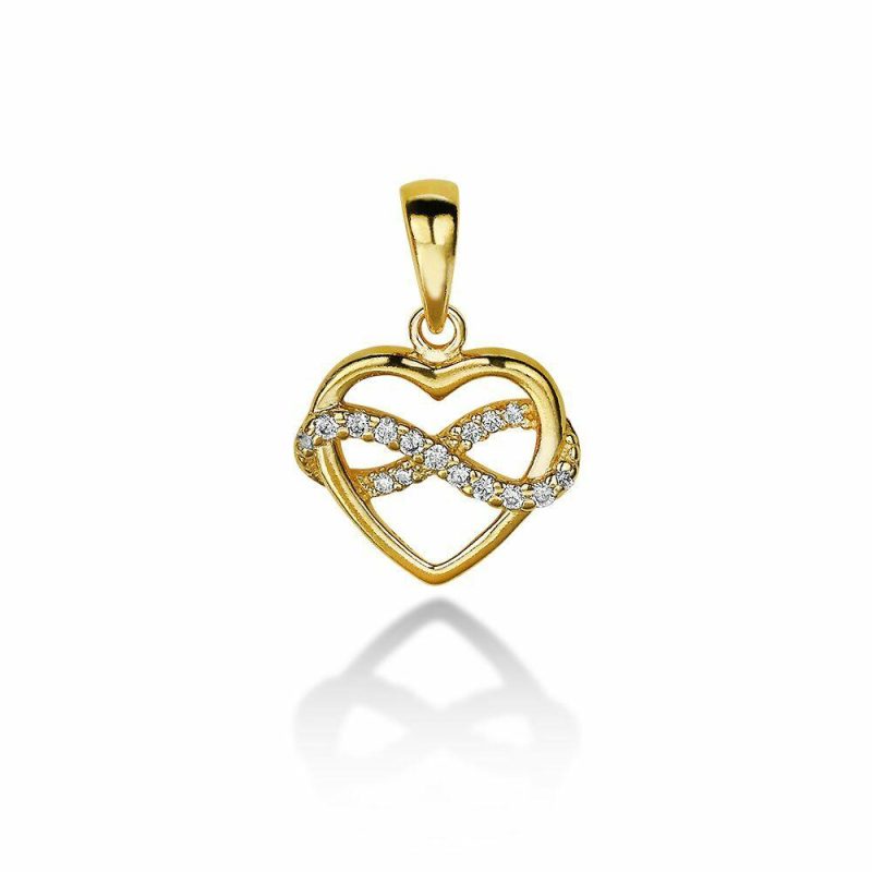 Pendentifs | Pendentif en Argent Plaqué Or 18Ct, Coeur et Infini Blanc – Femmes Bijoux Blanc