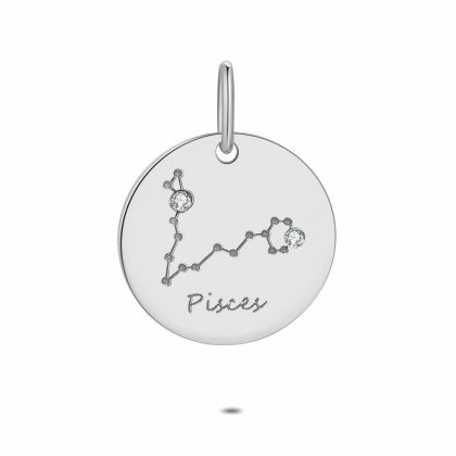 Pendentifs | Pendentif en Argent, Rond Avec Horoscope, Poissons Zilverkleur – Femmes Bijoux Femmes