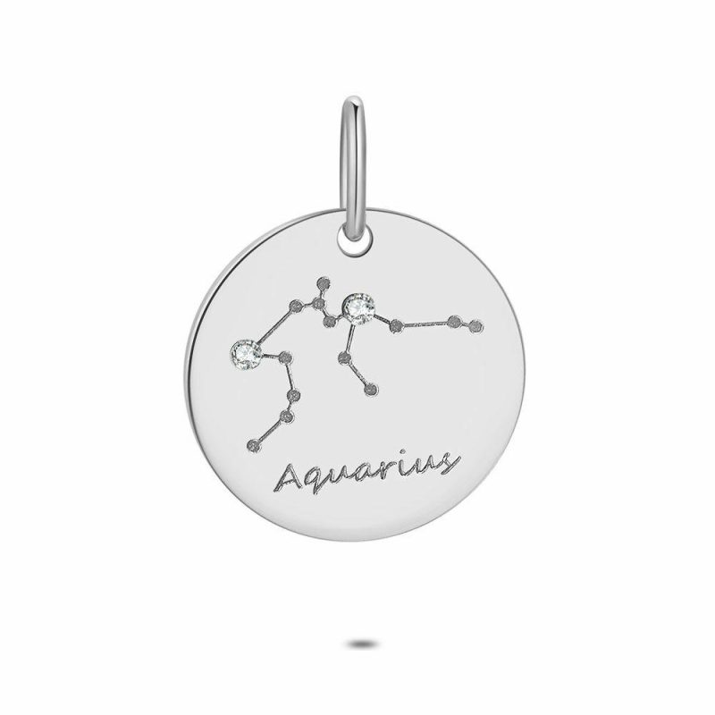 Pendentifs | Pendentif en Argent, Rond Avec Horoscope, Verseau – Femmes Bijoux Femmes