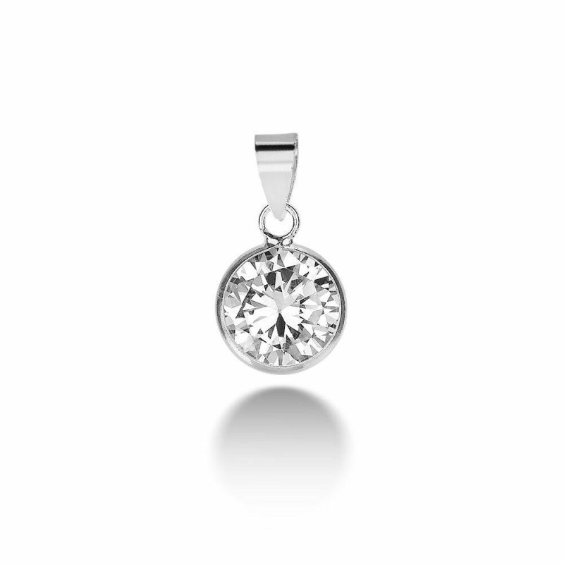 Pendentifs | Pendentif en Argent, Zircon 9Mm Blanc – Femmes Bijoux Blanc