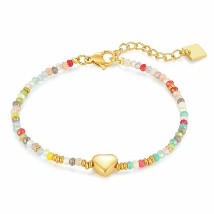 Bracelets | Bracelet en Acier Poli Couleur Or, Coeur, Multi Couleur Multi – Femmes Bijoux Bracelets