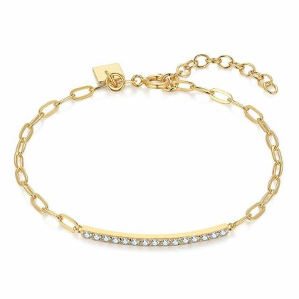 Bracelets | Bracelet en Argent Plaqué Or 18Ct, 15 Pierres Blanc – Femmes Bijoux Blanc