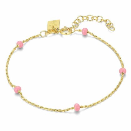 Bracelets | Bracelet en Argent Plaqué Or 18Ct, Émail Rose Rose – Femmes Bijoux Bracelets