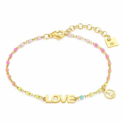 Bracelets | Bracelet en Argent Plaqué Or 18Ct, Peace et Love Fluo Multi – Femmes Bijoux Bracelets