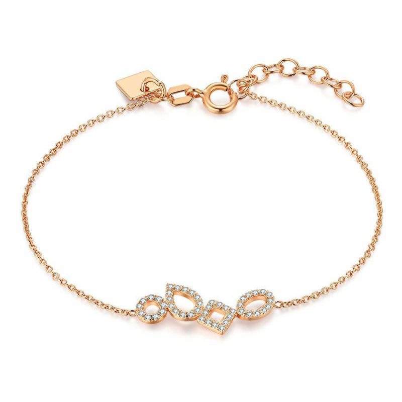 Bracelets | Bracelet en Argent Rosé, 4 Formes, Pierres Blanc – Femmes Bijoux Blanc