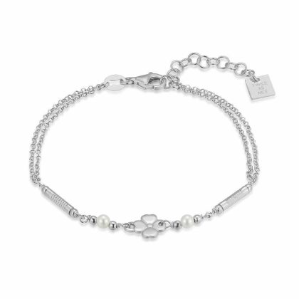 Bracelets | Bracelet en Argent, Trèfle et Perles Blanc – Femmes Bijoux Blanc