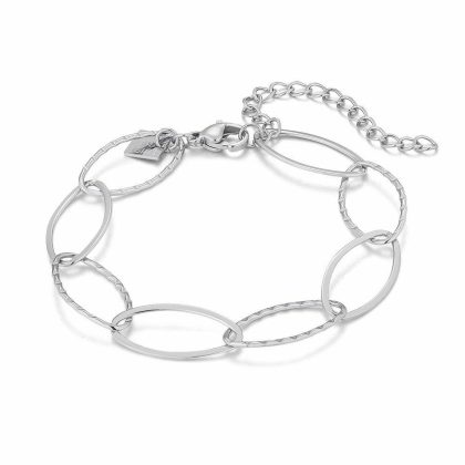 Bracelets | Bracelet en Acier Poli, Ovales Ouverts – Femmes Bijoux Bracelets