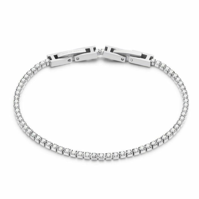 Bracelets | Bracelet en Acier Poli, Tennis, Zircones Blancs Blanc – Femmes Bijoux Blanc