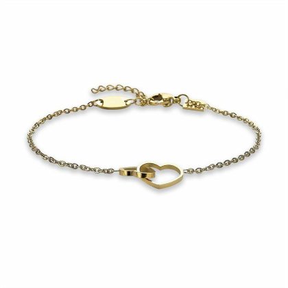 Bracelets | Bracelet en Acier Poli Couleur Or, 2 Petits Coeurs Ouverts – Femmes Bijoux Bracelets