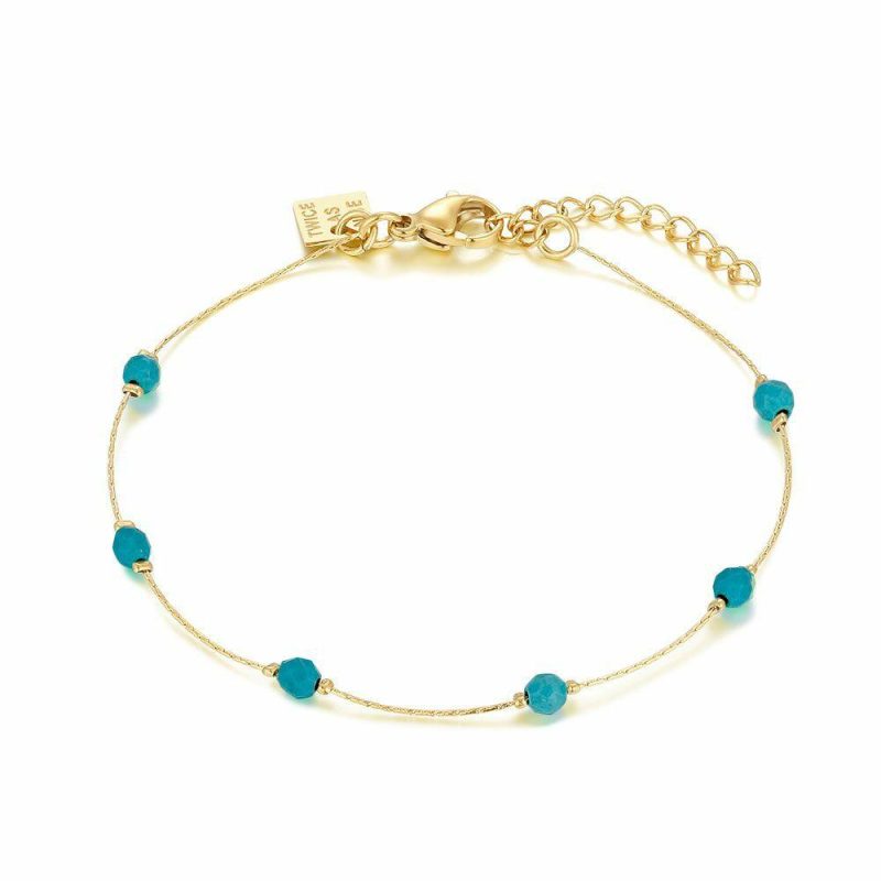 Bracelets | Bracelet en Acier Poli Couleur Or, Pierres Turquoises Turquoise – Femmes Bijoux Bracelets