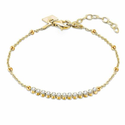 Bracelets | Bracelet en Argent Plaqué Or 18Ct, 13 Pierres Blanc – Femmes Bijoux Blanc