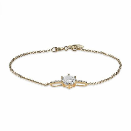 Bracelets | Bracelet en Argent Plaqué Or 18Ct, Pierres Grande et Petites Blanc – Femmes Bijoux Blanc